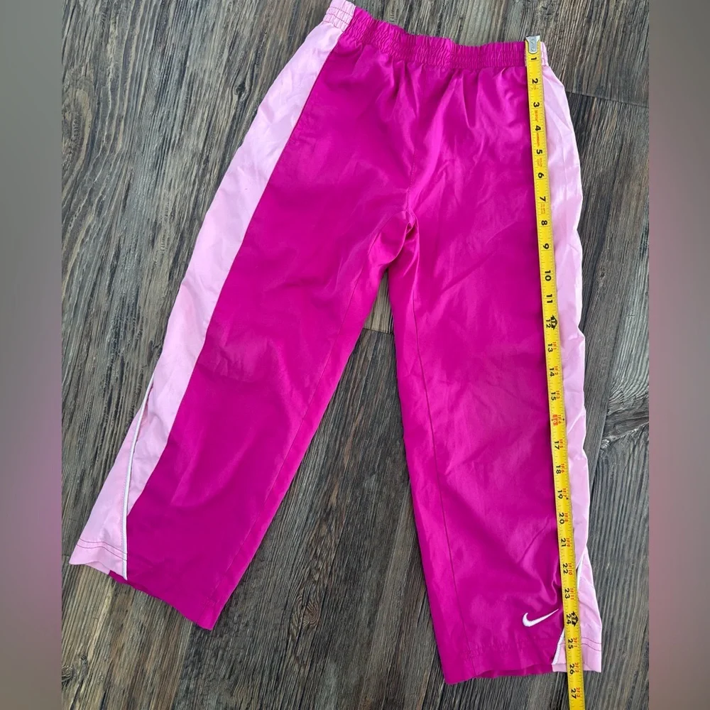 Y2K 2009 Nike Track Pants Girls 6 Pink Side Stripe Windbreaker Embroidered Logo - Picture 4 of 15